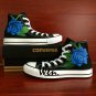 Blue Rose High top Converse Shoes Men Women Custom Hand Painted Shoes High Top Canvas Sneakers