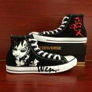 Naruto shippuuden Gaara Black Converse Sneaker Hand Painted Shoes High Top Canvas Sneakers Gifts