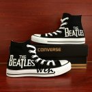 Black Converse Custom Hand Painted Shoes The Beatles Unique High Top Canvas Sneakers Men Women