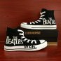 Black Converse Custom Hand Painted Shoes The Beatles Unique High Top Canvas Sneakers Men Women