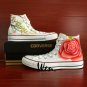 Pink Rose Floral Shoes Converse Men Women Hand Painted Shoes High Top Fashion Canvas Sneakers Gifts