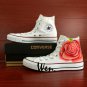 Pink Rose Floral Shoes Converse Men Women Hand Painted Shoes High Top Fashion Canvas Sneakers Gifts