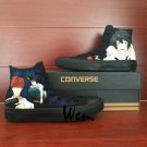 All Black Converse Death Note Hand Painted Shoes High Top Fashion Canvas Sneakers Gifts