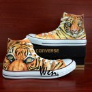 Unique Converse Sneakers Tiger Hand Painted Shoes High Top Canvas Sneakers Gifts Men Women
