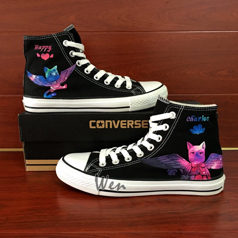 Hand Painted Fairy Tail Happy Cat Galaxy Design Custom Converse Shoes ...