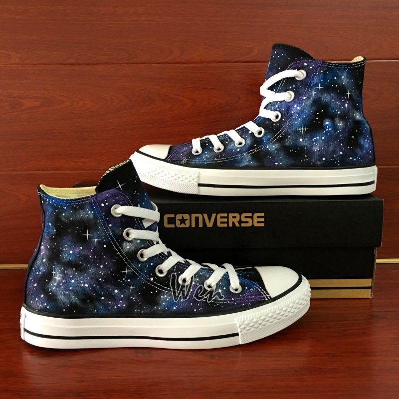 Design Hand Painted Galaxy Stars Canvas Shoes Unisex Original Converse ...