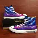 Original Hand Painted Converse Shoes Design Purple Blue Galaxy Canvas Sneakers for Man Woman