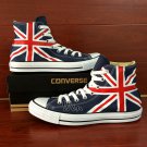 Union Jack UK Flag Design Hand Painted Shoes Man Woman's Blue Converse All Star Sneakers