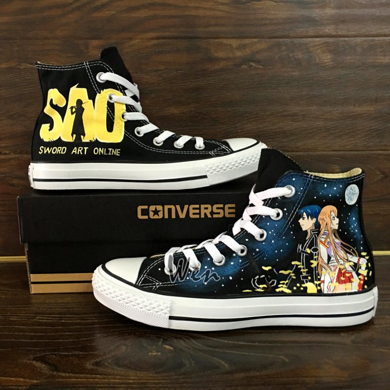 Anime Converse All Star Design Sword Art Online Hand Painted Shoes High ...