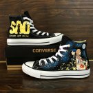 Anime Converse All Star Design Sword Art Online Hand Painted Shoes High Top Canvas Sneakers