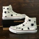Original Design Bullet Holes White High Top Converse Hand Painted Canvas Sneakers