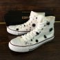 Original Design Bullet Holes White High Top Converse Hand Painted Canvas Sneakers