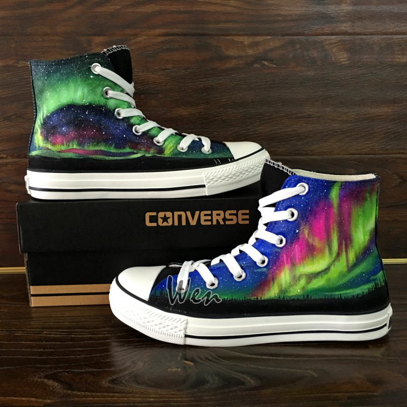 Design Converse All Star Shoes Aurora Hand Painted Canvas Sneakers for Man Woman