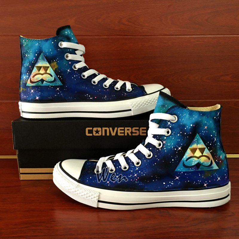 Hand Painted Converse Shoes Original Design Galaxy Nebula Mustache Logo ...