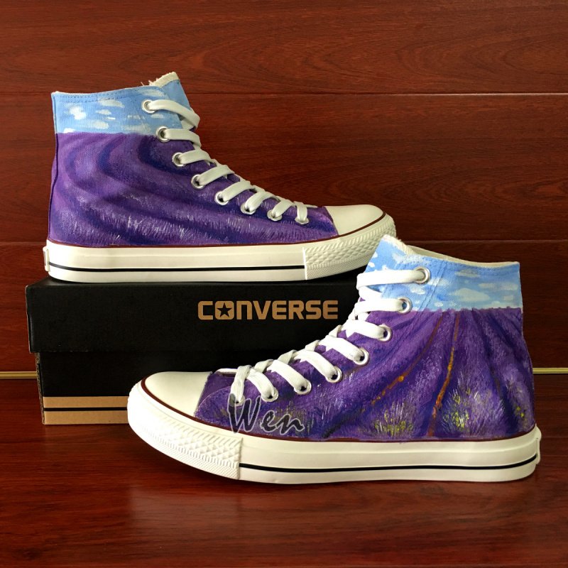 Lavender Custom Design Hand Painted Canvas Sneakers Man Woman's Converse Shoes
