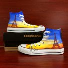 Eiffel Tower Custom Design Hand Painted Shoes Man Woman's Canvas Sneakers