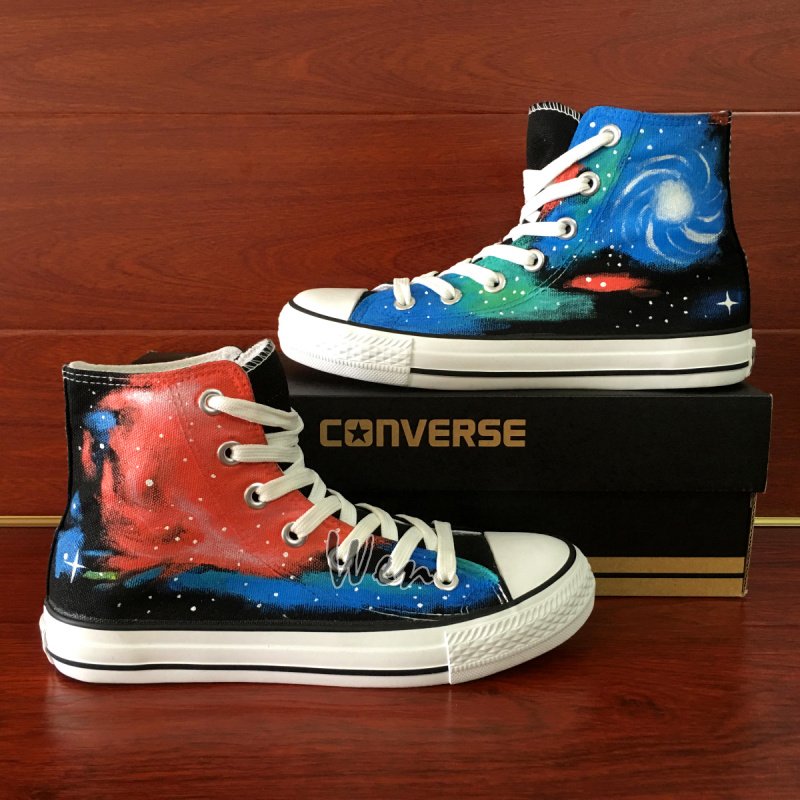 Original Colorful Galaxy Space Converse Unisex Hand Painted Canvas ...