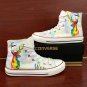 Man Woman's Hand Painted Shoes Original Design Colorful Deer White Converse All Star