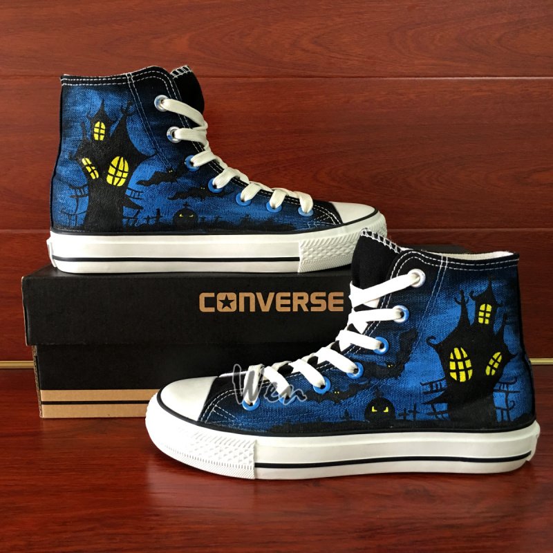 Custom Design Converse All Star for Man Woman Bat Halloween Hand Painted Canvas Shoes
