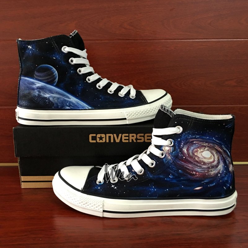 Original Galaxy Space Planet Unisex Hand Painted Canvas Shoes Converse All Star