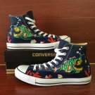 Blue Converse All Star Custom Design Angler Fish Hand Painted Canvas Shoes High Top Sneakers