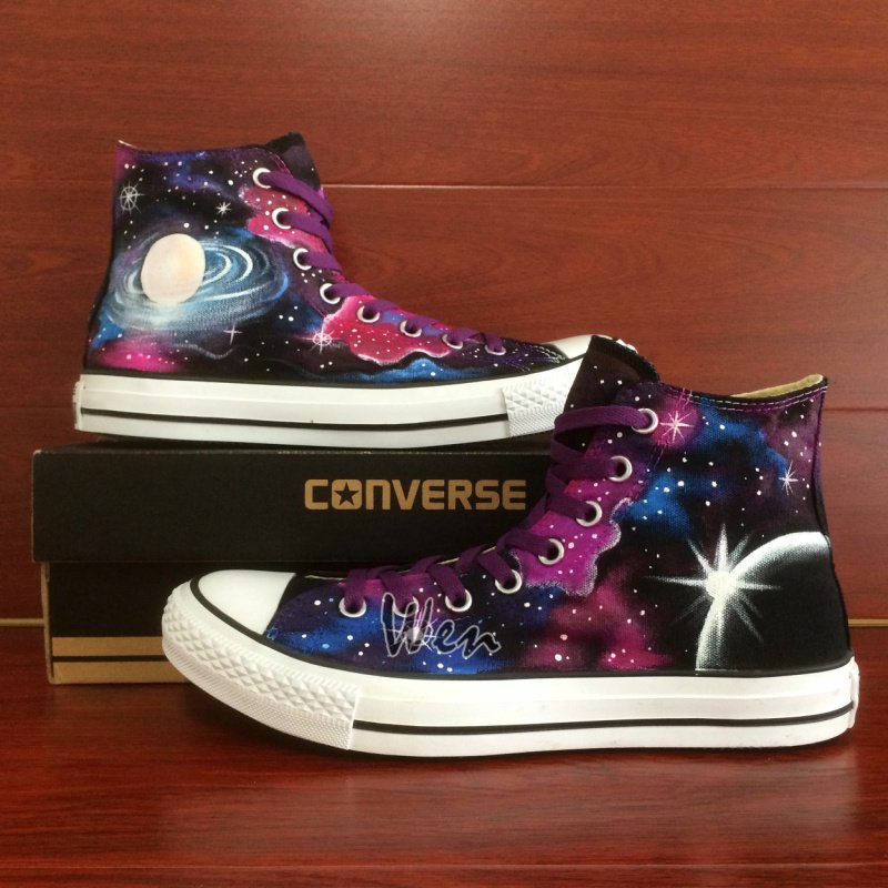 Men Women's Original Design Galaxy Nebular Converse Shoes Hand Painted Canvas Sneakers