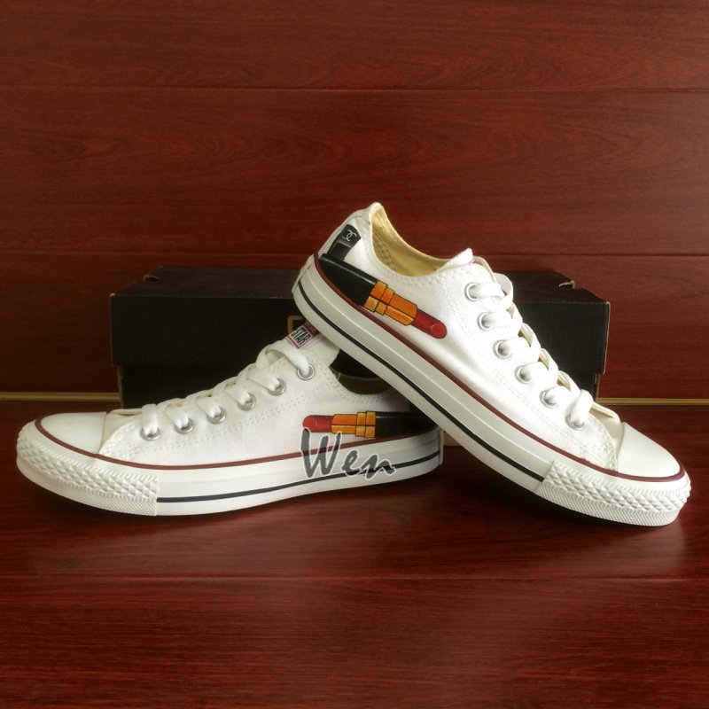 Red Lipstick Custom Design Hand Painted Shoes Men Women's Low Top Converse All Star