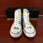 Original Design Palm Prints White Converse All Star Hand Painted Canvas Shoes