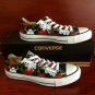 Original Hand Painted Shoes Roses Skull Design Converse Low Top Canvas Sneakers