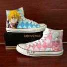 Hand Painted Shoes Design Converse All Star Anime Nanatsu No Taizai High Top Canvas Sneakers
