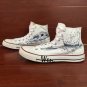 Original Design Water Drops White Converse Shoes High Top Hand Painted Canvas Sneakers