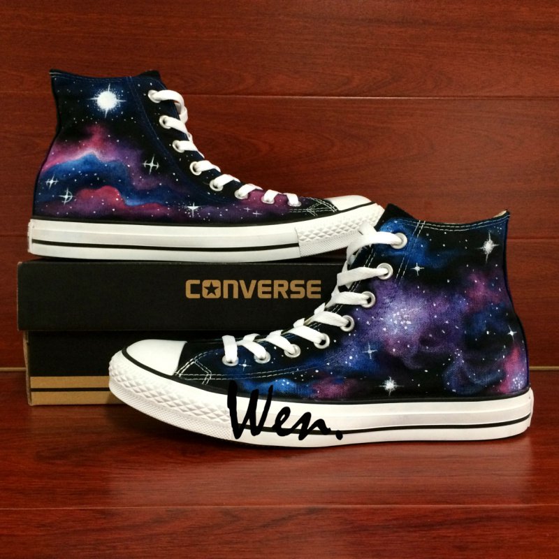 Original Design Galaxy Stars Nebular Converse Shoes Man Woman Hand 