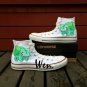 Pokemon Bulbasaur Design White Hand Painted Anime Shoes High Top Converse All Star