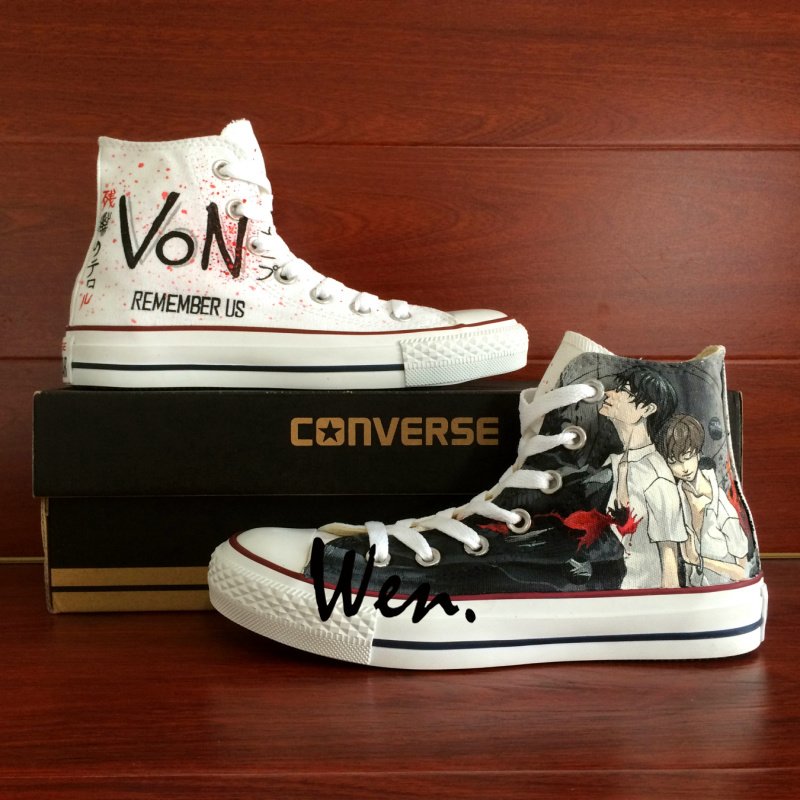 Anime Shoes Zankyou No Terror Design Hand Painted Canvas Sneakers Unisex Converse