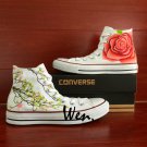 Men Women's Hand Painted Shoes Design Flowers Rose White Converse All Star Canvas Sneakers