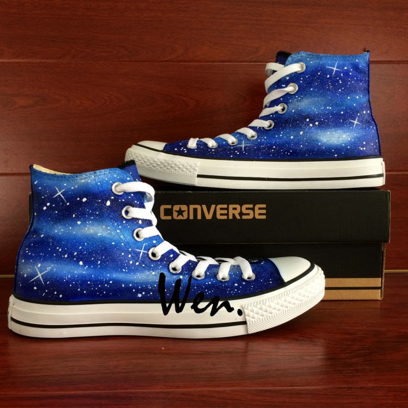 Original Hand Painted Galaxy Shoes for Man Woman Design Nebular Stars High Top Converse All Star
