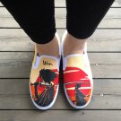 Wen Unisex Hand Painted Shoes Design Anime Samurai Shamploo White Slip on Canvas Sneakers