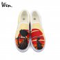 Wen Unisex Hand Painted Shoes Design Anime Samurai Shamploo White Slip on Canvas Sneakers