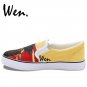 Wen Unisex Hand Painted Shoes Design Anime Samurai Shamploo White Slip on Canvas Sneakers