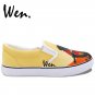 Wen Unisex Hand Painted Shoes Design Anime Samurai Shamploo White Slip on Canvas Sneakers