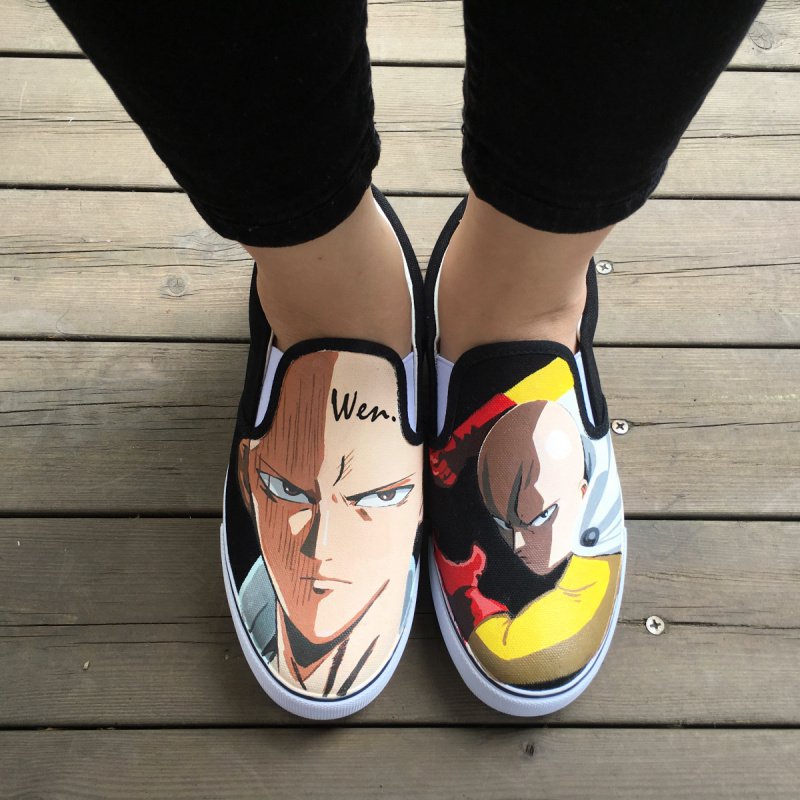 Wen Anime Shoes Hand Painted Slip On Design One Punch Man Men Women Canvas Sneakers