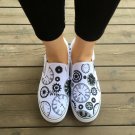Wen Time Gears Hand Painted Slip On Shoes Original Design White Canvas Sneakers