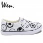Wen Time Gears Hand Painted Slip On Shoes Original Design White Canvas Sneakers