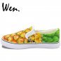 Wen Fruit Pineapple Original Design Hand Painted Shoes Slip on Flats Canvas Sneakers