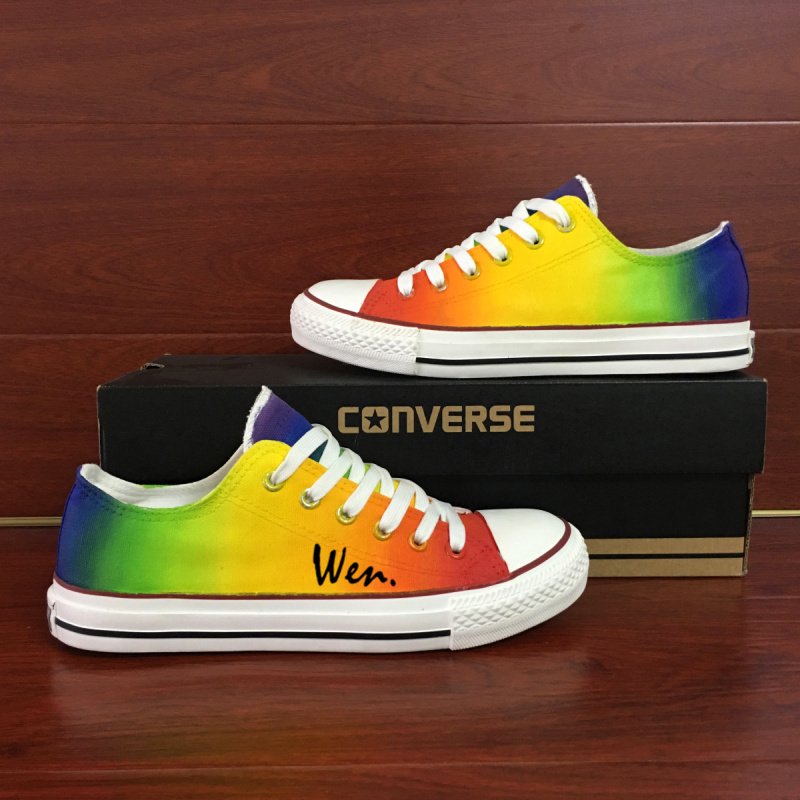Original Design Colorful Gradient Change Hand Painted Shoes Low Top