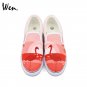 Wen Original Flamingo Bird Hand Painted Shoes Man Woman's Canvas Sneakers Slip on Flats
