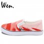 Wen Original Flamingo Bird Hand Painted Shoes Man Woman's Canvas Sneakers Slip on Flats