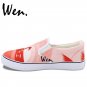 Wen Original Flamingo Bird Hand Painted Shoes Man Woman's Canvas Sneakers Slip on Flats
