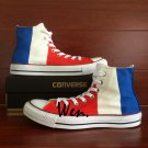 Design France Flag Hand Painted Shoes High Top Converse All Star Unisex Canvas Sneakers