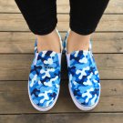 Wen Navy Camouflage Pattern Hand Painted Slip on Shoes Unisex Canvas Sneakers